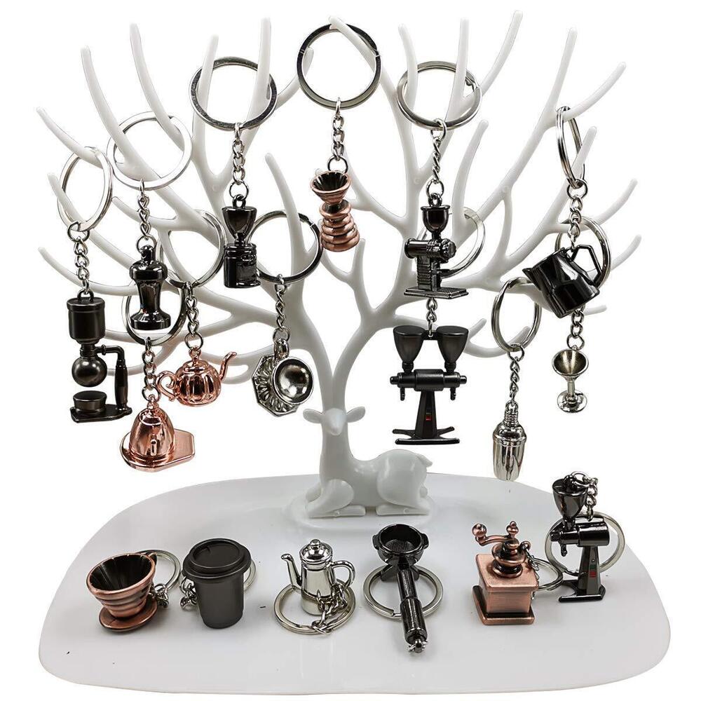 5126 6 Styles Coffee Series Charm Keychain Sets Mini Novelty Barista Gift